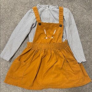 Little Me Striped Top and Mustard Skirt Set